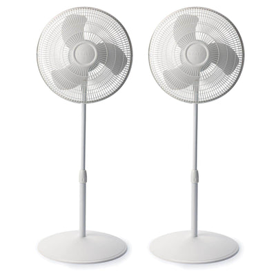 Lasko 16 Inch 3 Speed Oscillating Adjustable Stand Pedestal Floor Fan (2 Pack) - VMInnovations
