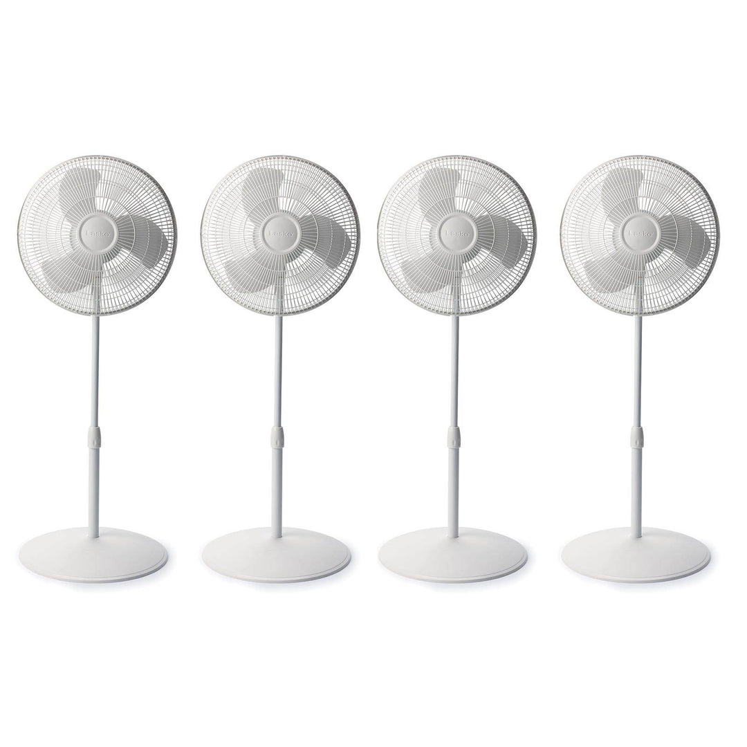 Lasko 16 Inch 3 Speed Oscillating Adjustable Stand Pedestal Floor Fan (4 Pack)