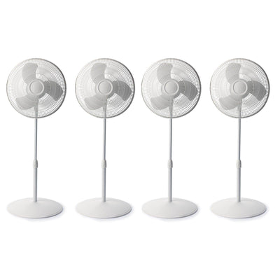 Lasko 16 Inch 3 Speed Oscillating Adjustable Stand Pedestal Floor Fan (4 Pack) - VMInnovations