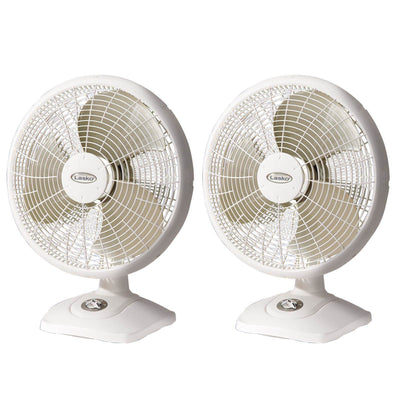 Lasko 16 Inch Performance 3 Speed Portable Oscillating Table Fan, White (2 Pack)