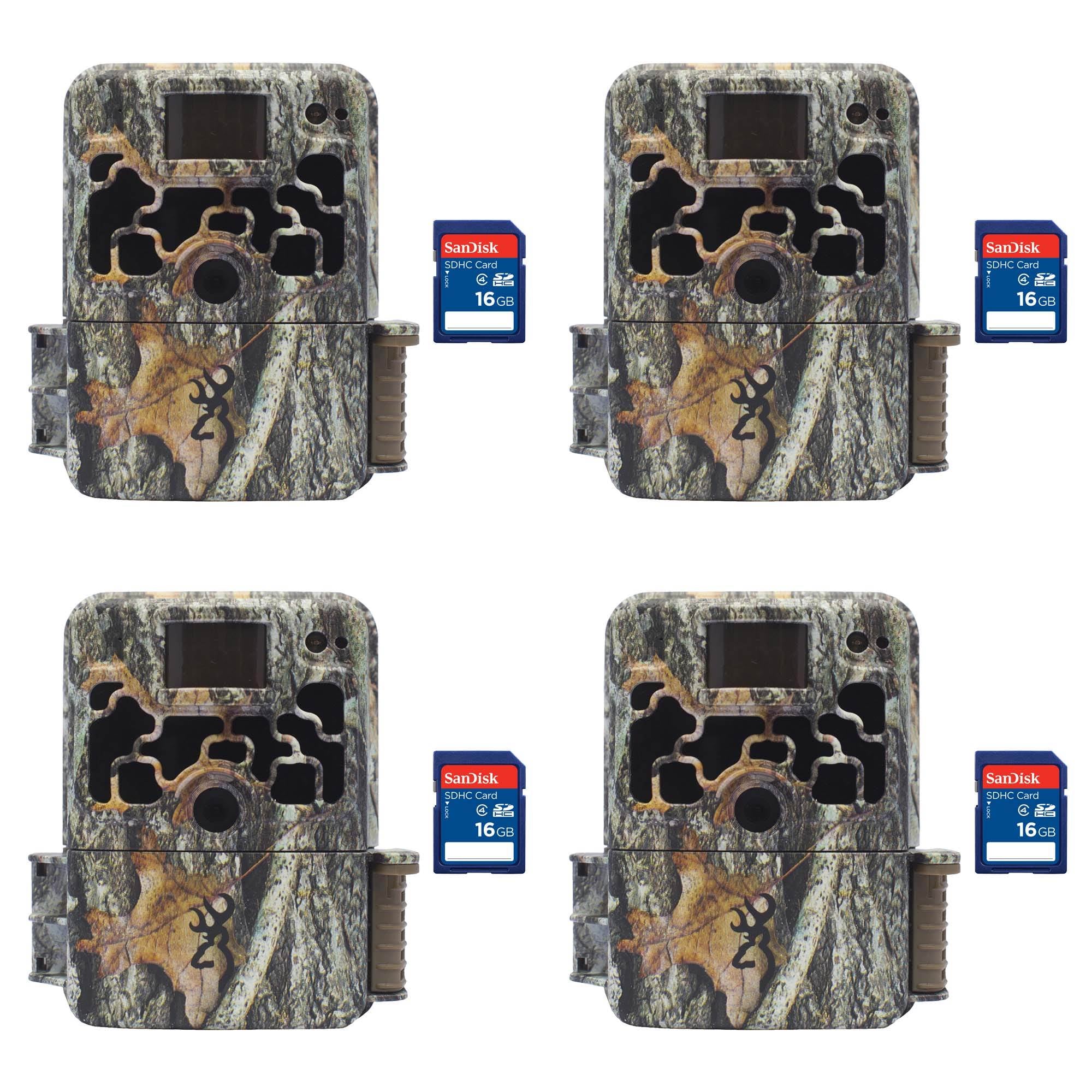Browning Trail Cameras Dark Ops Elite 10MP HD IR Game Camera, 4 Pack + SD Cards