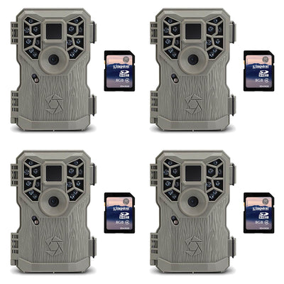 Stealth Cam 8MP 14 IR Emitter Hunting Game Camera, 4 Pack + 8GB SD Card, 4 Pack