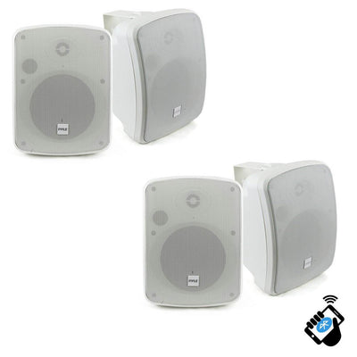 Pyle PDWR54BTW Bluetooth 600W Waterproof 5.25" Powered Outdoor Speakers (2 Pair)