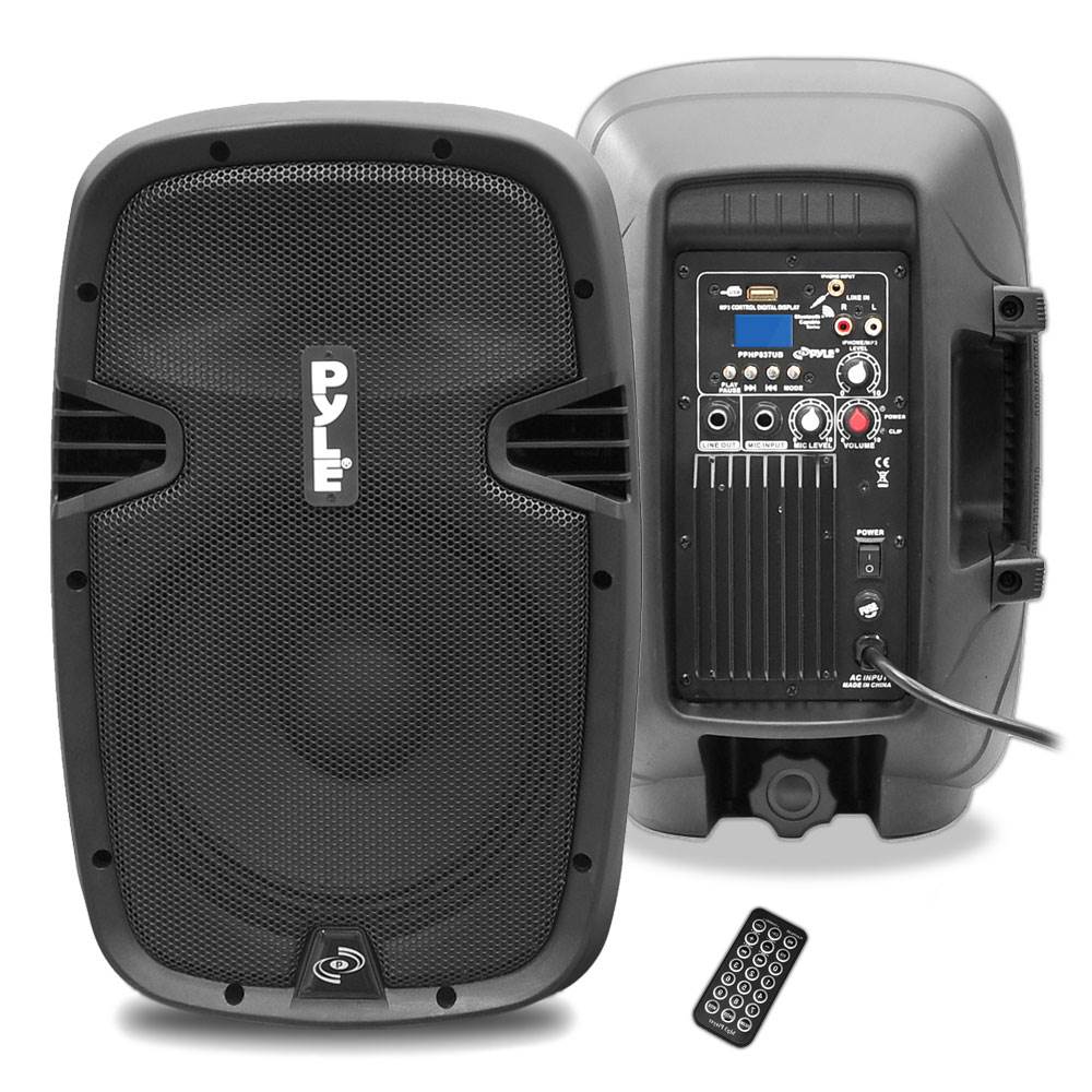 PylePro 600 Watt 8 Inch Bluetooth Powered Pro DJ PA Audio Speaker (2 Pack)