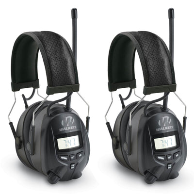 Walkers Hearing Protection Soft Over Ear AM/FM Radio Earmuffs, Black (2 Pack)
