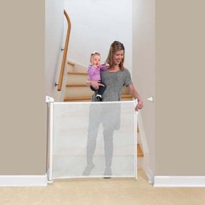 KidCo Retractable Safeway Mesh Quick Release Baby Toddler Safety Gate, White