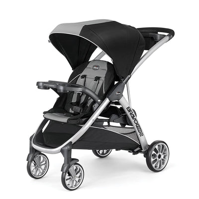 Chicco BravoFor2 2 Passenger Sitting Quick-Fold Double Stroller, Zinc (Used)