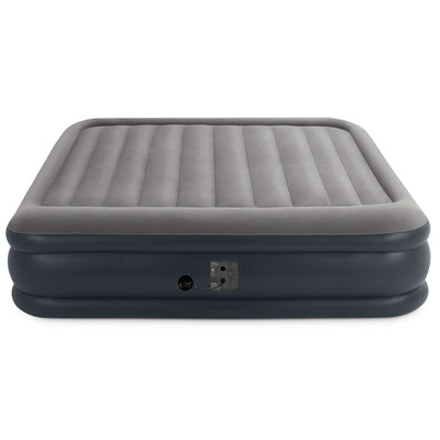 Intex Deluxe Pillow Rest Inflatable 1 King & 1 Queen Air Bed with Built In Pump