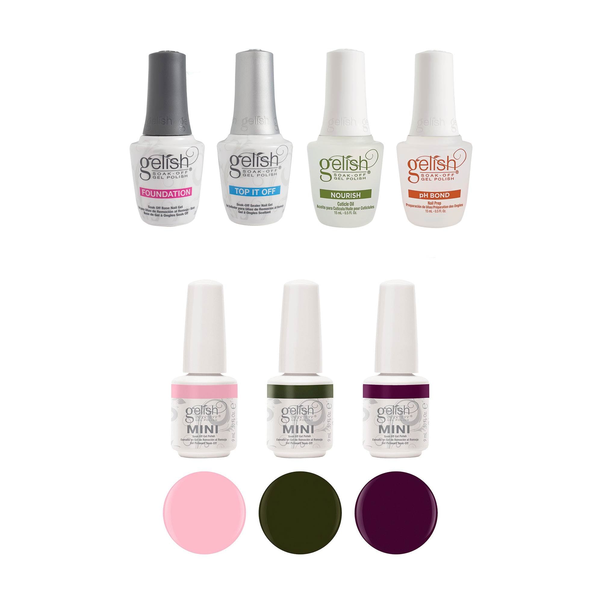 Gelish Fantastic Four Gel Polish Kit + Gelish 3 Bottle Gel Soak Off Nail Polish