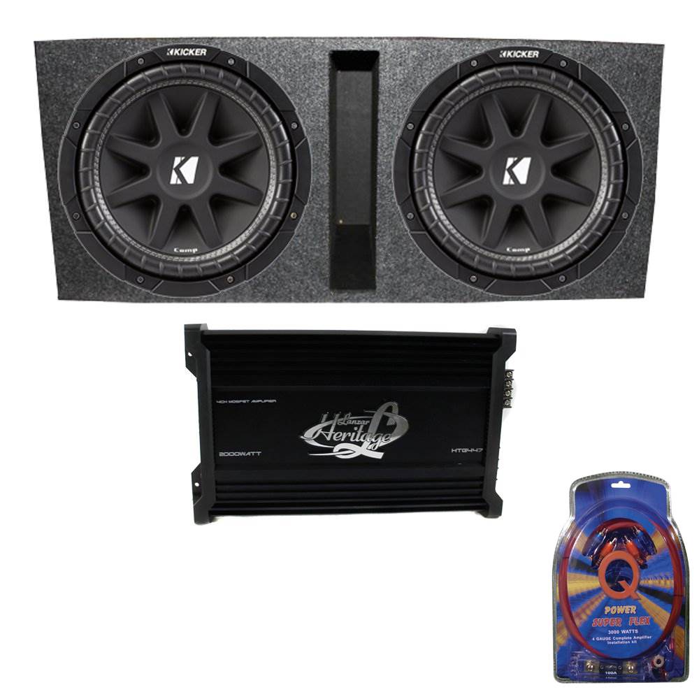Kicker 15" 600W Dual Loaded Subwoofer Box w/ 2000W 4-Ch. Amplifier & Wiring Kit