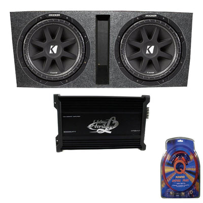 Kicker 15" 600W Dual Loaded Subwoofer Box w/ 2000W 4-Ch. Amplifier & Wiring Kit