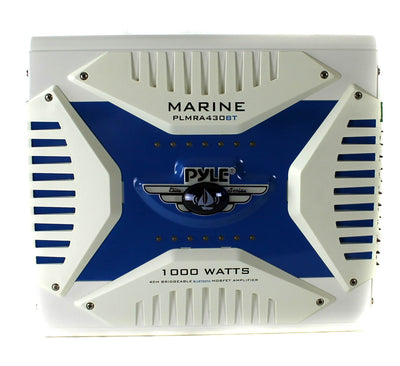 Pyle Elite 1000 Watt 4 Channel Amplifier Bluetooth Marine ATV Amp w/ Wiring Kit
