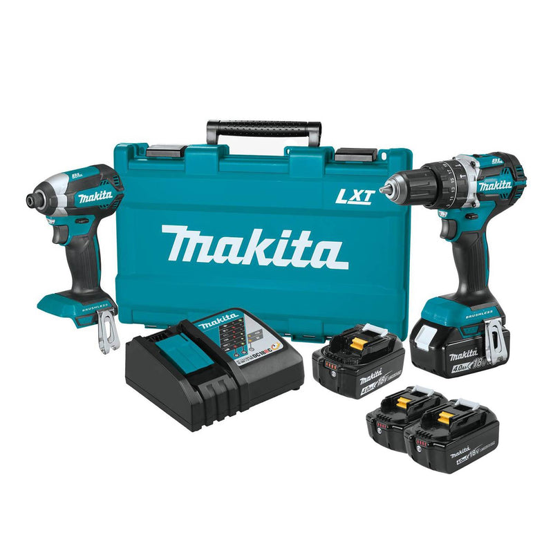 Makita Brushless 18V LXT Cordless Impact & Driver Drill Kit w/ Lithium Batteries