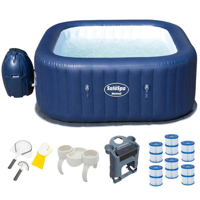 Bestway 6 Person Inflatable Hot Tub + Music Center + 6 Filters + Cleaning Set - VMInnovations