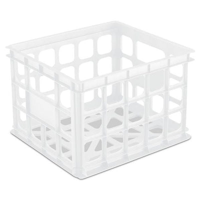 Sterilite Storage Crate, Stackable Plastic Bin Open Basket with Handles, 18 Pack