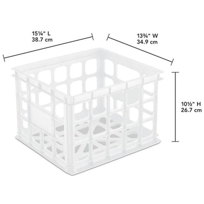 Sterilite Storage Crate, Stackable Plastic Bin Open Basket with Handles, 12 Pack