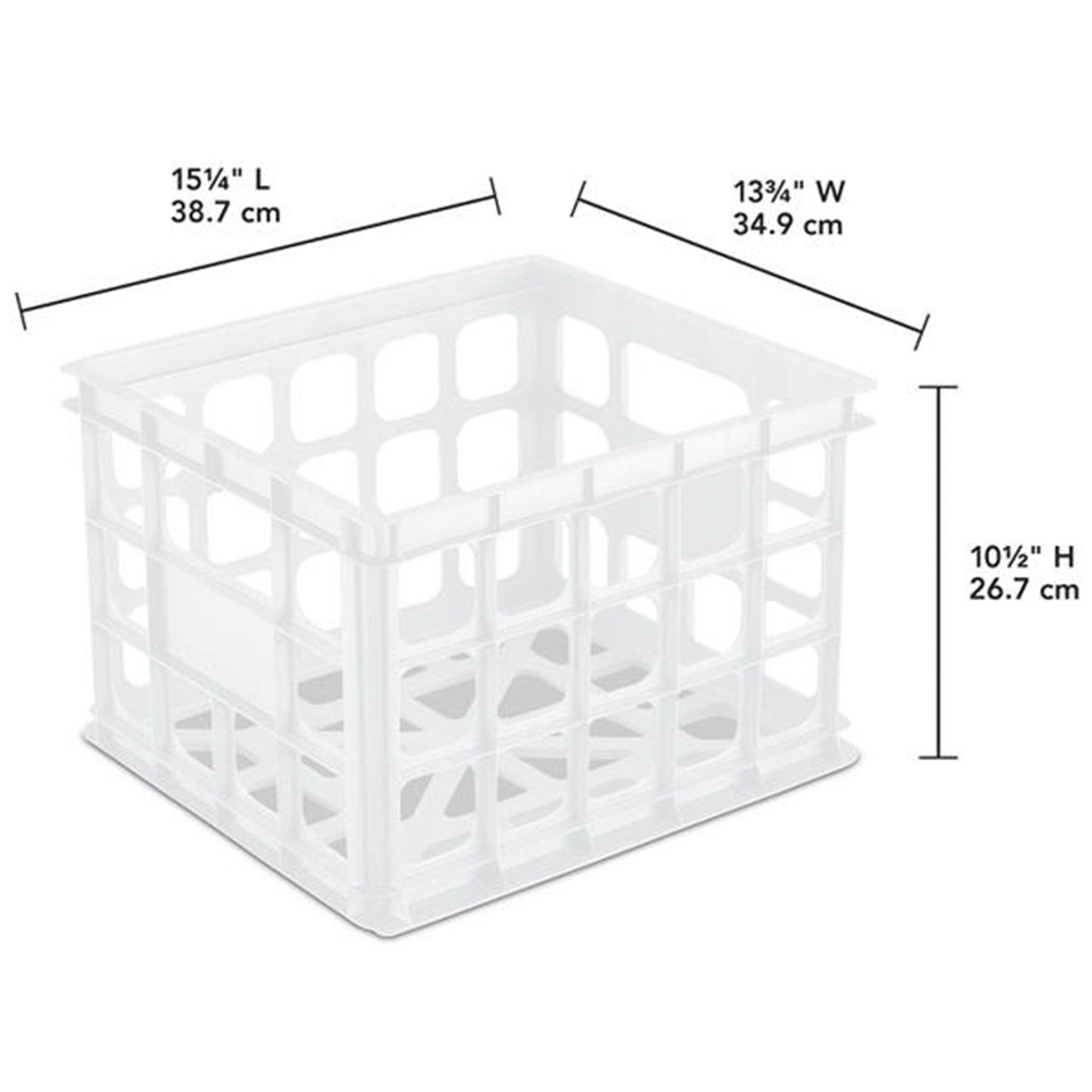 Sterilite Storage Crate, Stackable Plastic Bin Open Basket with Handles, 12 Pack