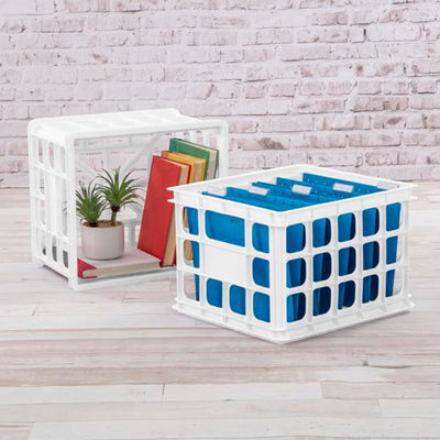 Sterilite Storage Crate, Stackable Plastic Bin Open Basket with Handles, 18 Pack