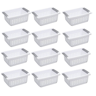 Sterilite Medium Sized White Stackable Storage & Organization Basket, 12 Pack