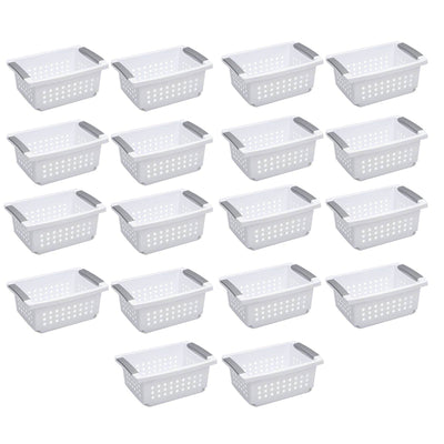 Sterilite Medium Sized White Stackable Storage and Organization Basket, 18 Pack