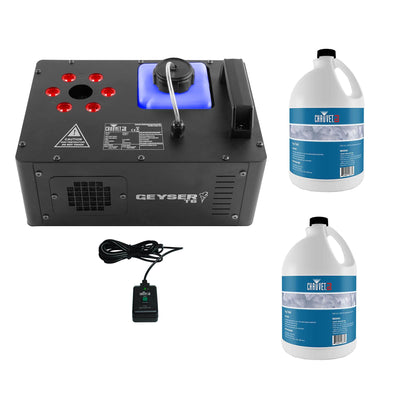 Chauvet DJ Geyser T6 Smoke Fog Machine & LED Light Effect w/ 2 Gallons Fog Fluid