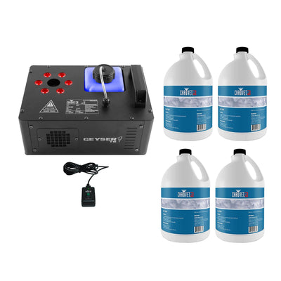 Chauvet DJ Geyser T6 Smoke Fog Machine & LED Light Effect w/ 4 Gallons Fog Fluid