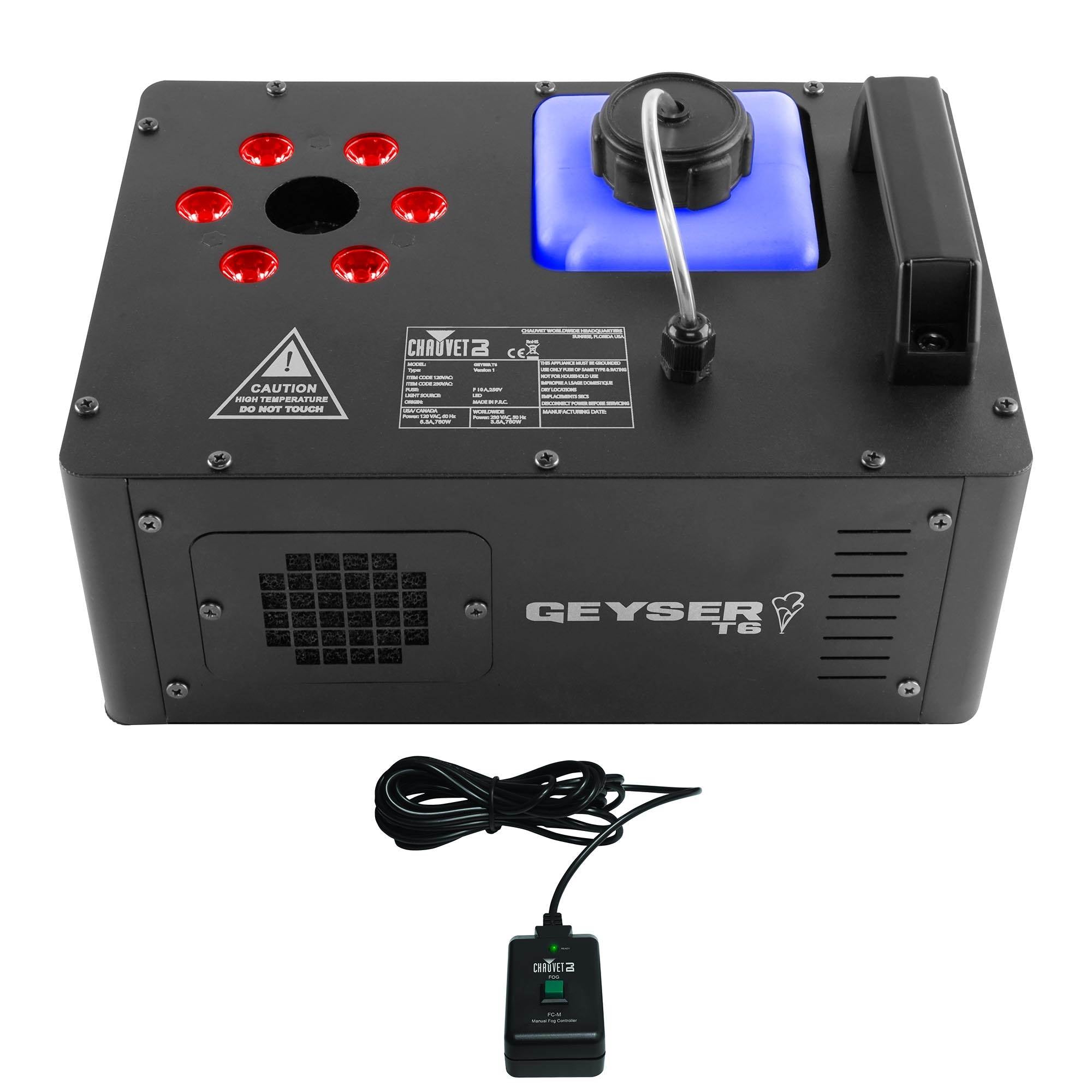 Chauvet DJ Geyser T6 Smoke Fog Machine & LED Light Effect w/ 4 Gallons Fog Fluid
