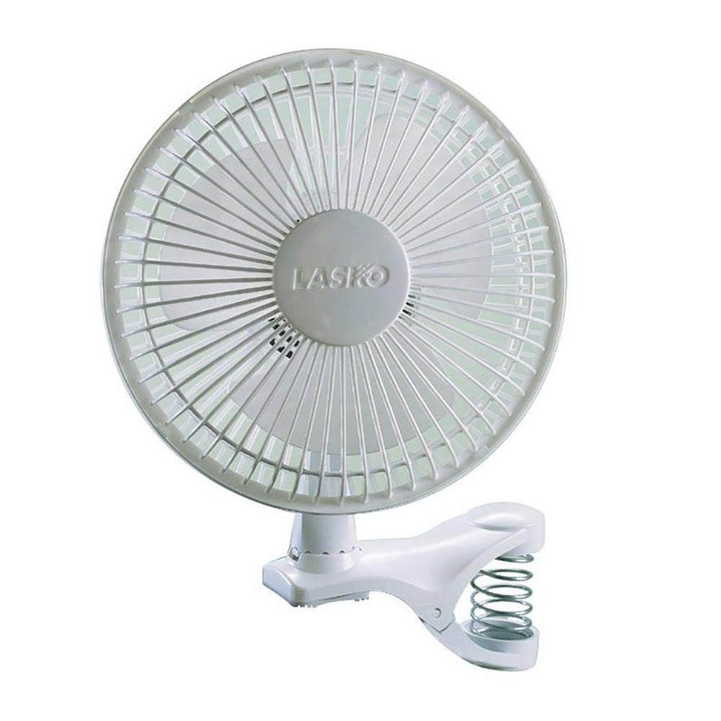 Lasko 6 inch 2 Speed Portable Home Office 2004 Watt Personal Clip On Fan, White