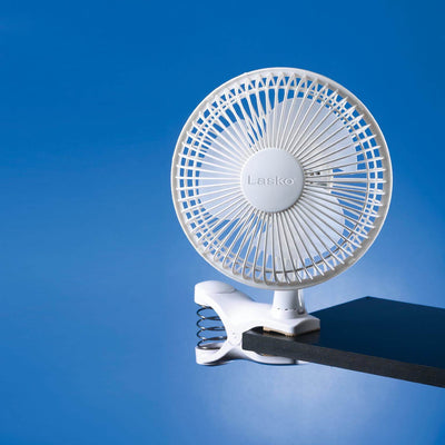 Lasko 6 inch 2 Speed Portable Home Office 2004 Watt Personal Clip On Fan, White