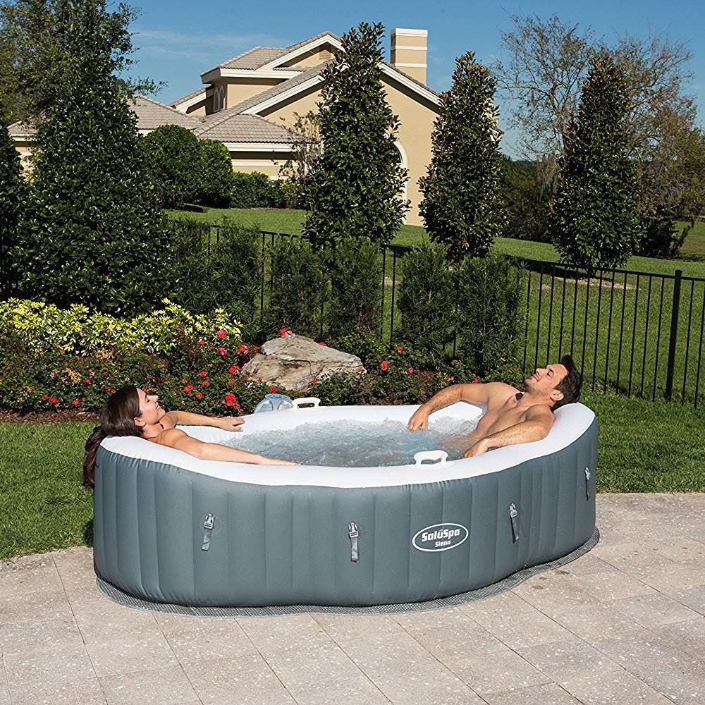 Bestway 2 Person Inflatable Hot Tub + Music Center + 6 Filters + Cleaning Set