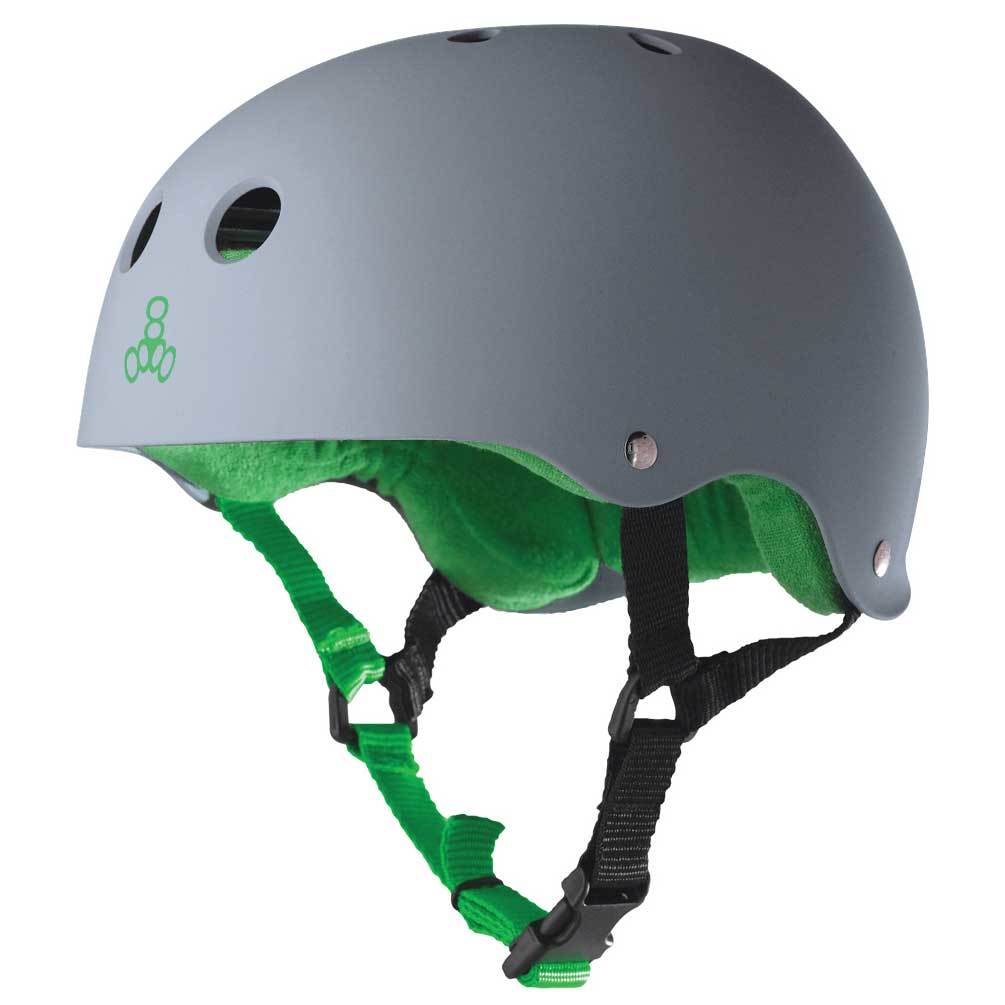 Triple 8 Hardened Skate Helmet w/ Sweatsaver, Carbon - Medium + Protective Pads