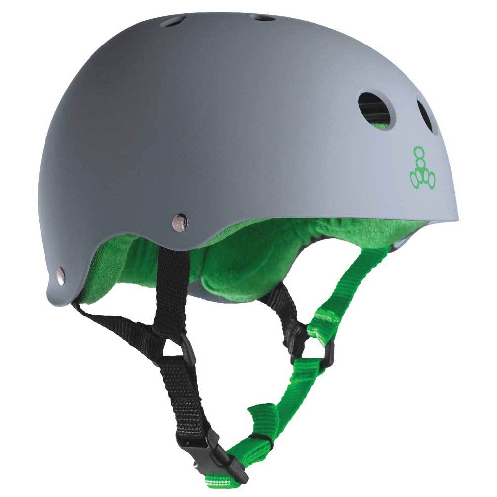 Triple 8 Hardened Skate Helmet w/ Sweatsaver, Carbon - Medium + Protective Pads