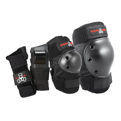 Triple 8 Hardened Skate Helmet w/ Sweatsaver, Carbon - Medium + Protective Pads