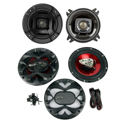 Polk 4-Inch 135W 2-Way Speakers + Boss 6.5-Inch 3-Way 300 Watt Speakers