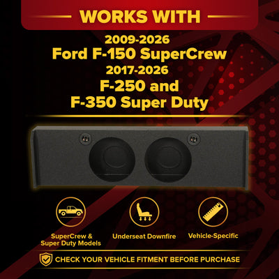 QPower Dual 10" Sub Box - Ford F150 SuperCrew 09-26, F250/F350 Super Duty 17-26 - VMInnovations