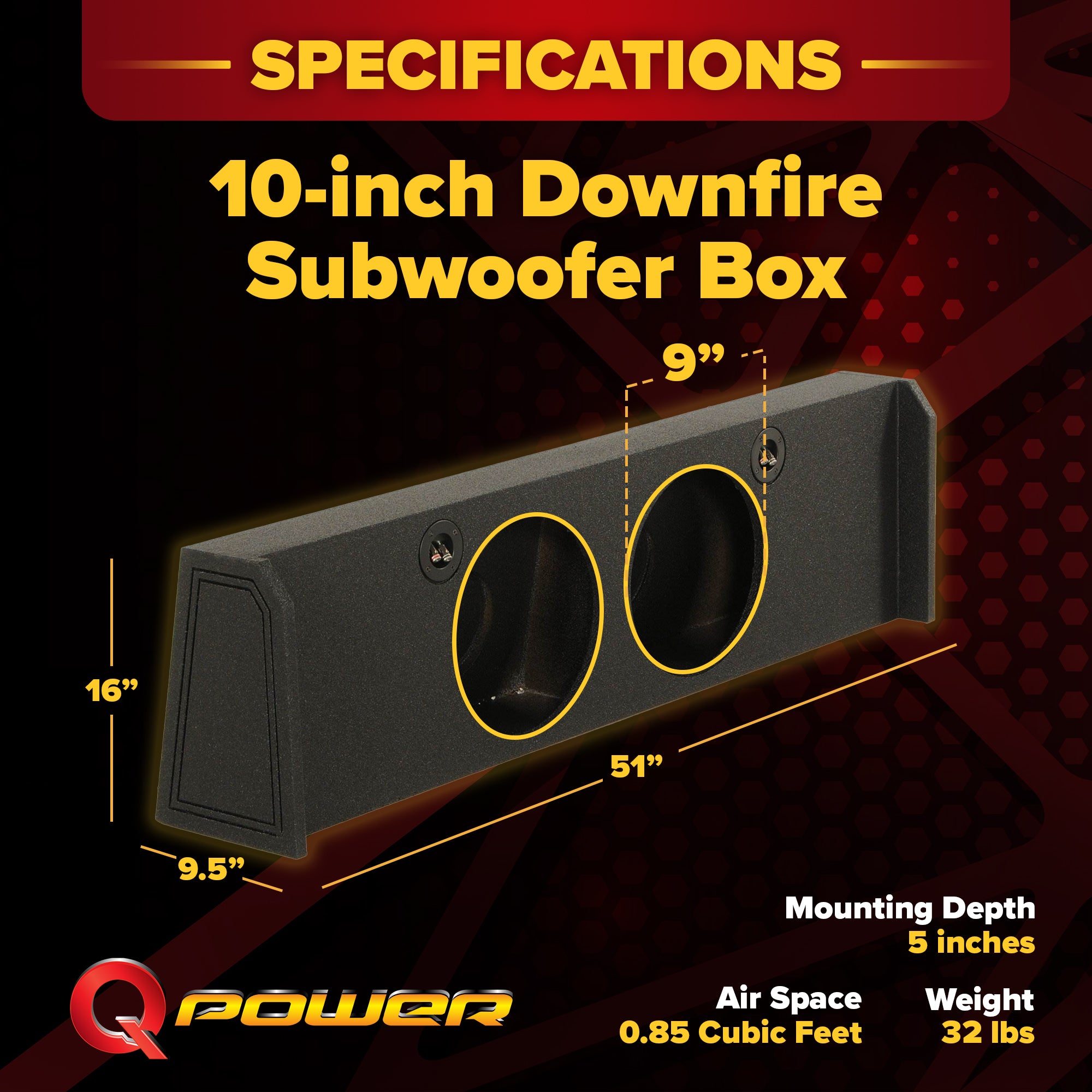 QPower Dual 10" Sub Box - Ford F150 SuperCrew 09-26, F250/F350 Super Duty 17-26 - VMInnovations