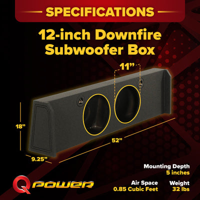 QPower Dual 12" Sub Box - Ford F150 SuperCrew 09-26, F250/F350 Super Duty 17-26 - VMInnovations