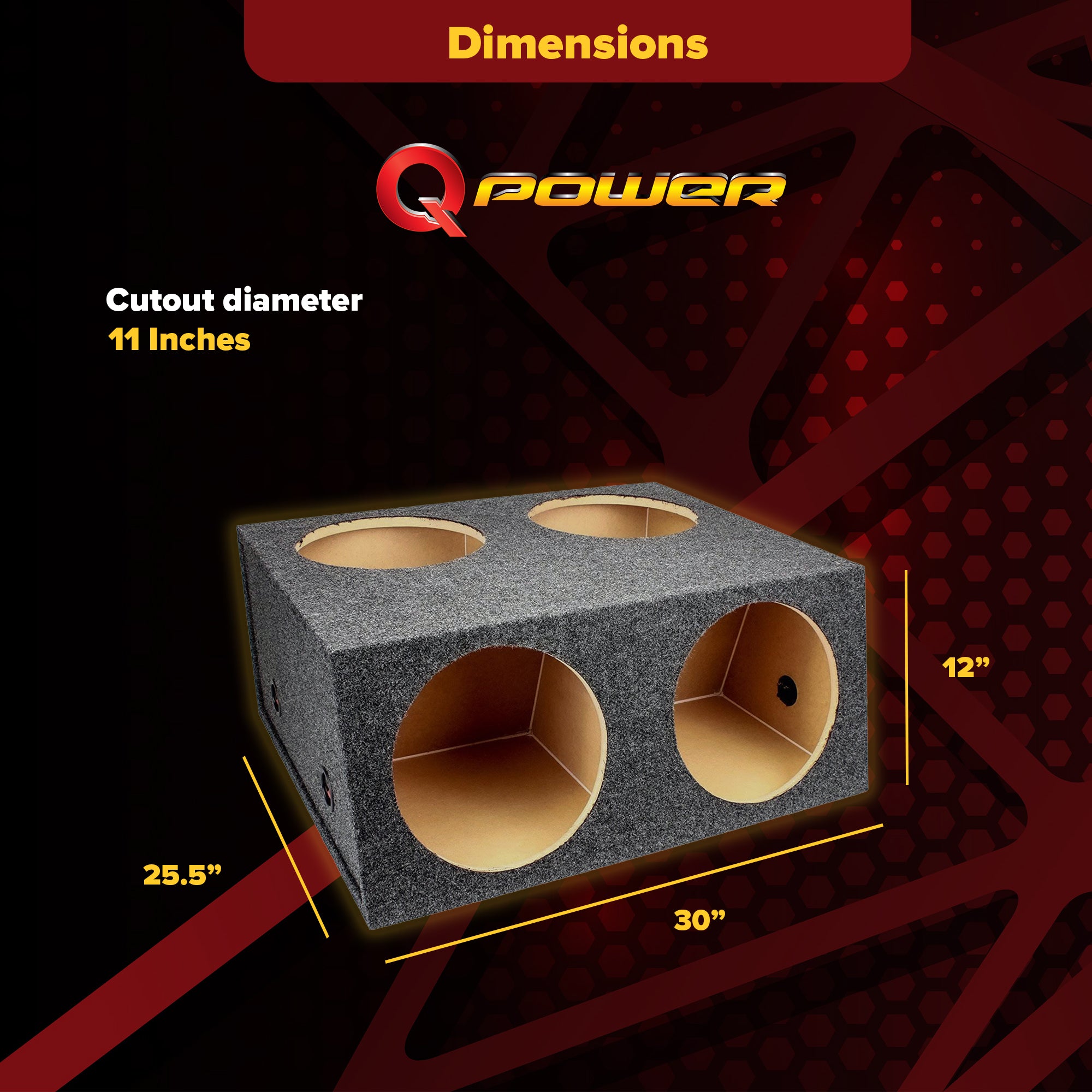 Q Power Quad 4-hole 12" Sealed Divided Speaker Box Subwoofer Box (Open Box) - VMInnovations