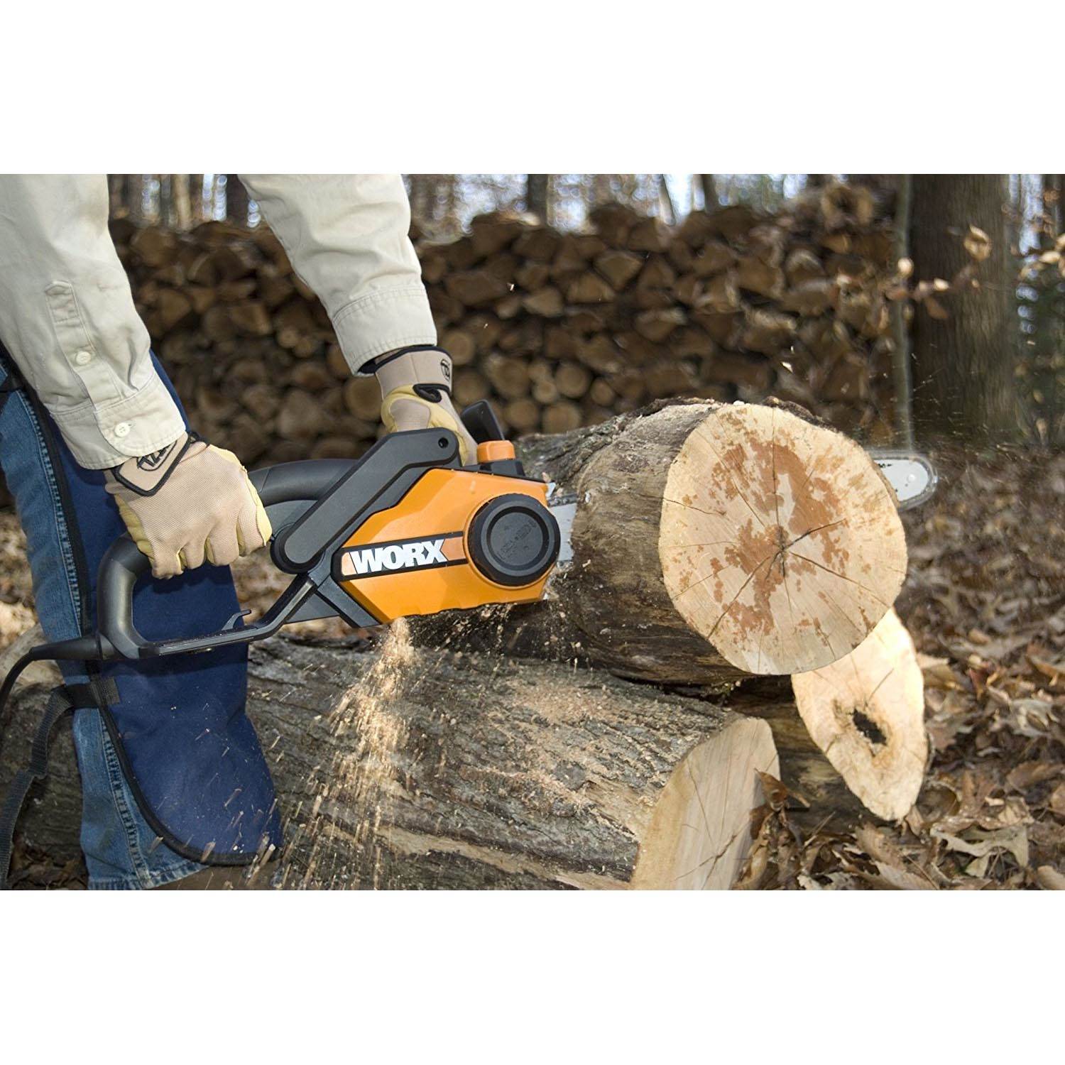Worx 16-Inch Bar Powerful 14.5 Amp Lightweight Electric Chainsaw