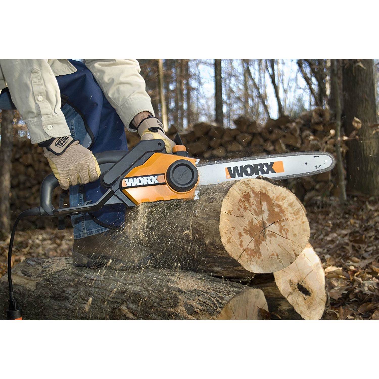 Worx 16-Inch Bar Powerful 14.5 Amp Lightweight Electric Chainsaw