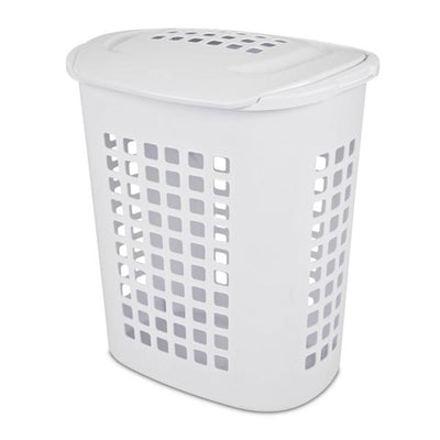 Sterilite Bushell 24 in Tall Lift Top XL Laundry Basket Hamper, White (4 Pack)