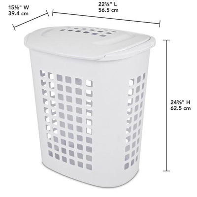 Sterilite Bushell 24 in Tall Lift Top XL Laundry Basket Hamper, White (4 Pack)