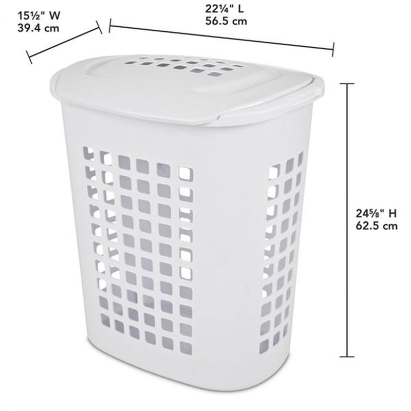 Sterilite Bushell 24 in Tall Lift Top XL Laundry Basket Hamper, White (4 Pack)