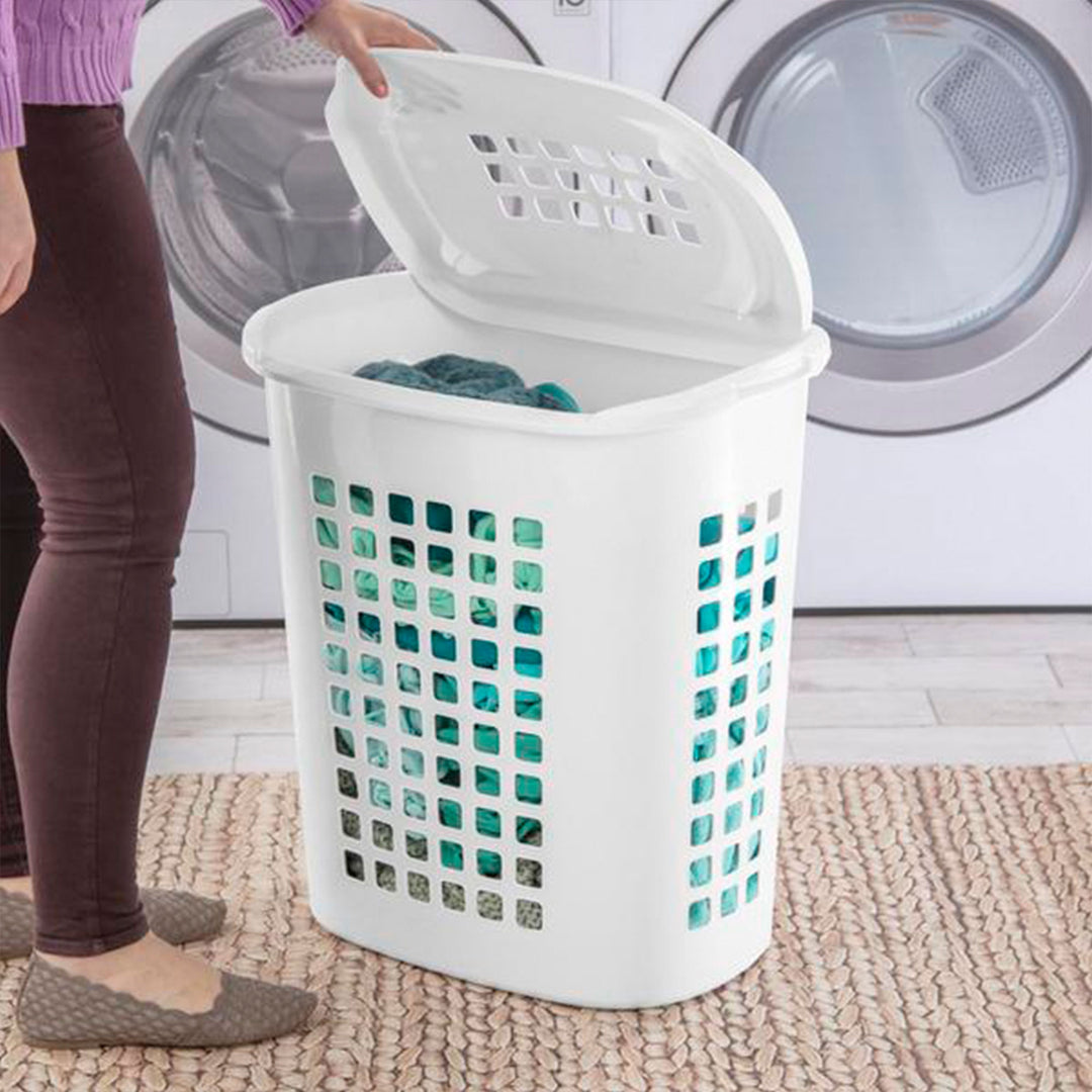 Sterilite Lift Top XL Laundry Basket, 2.3 Bushel Clothes Hamper, White (4 Pack)