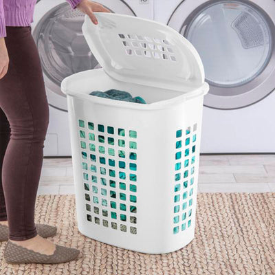 Sterilite 2.3 Bushell 81 Liter Lift Top XL White Laundry Basket Hamper (12 Pack)