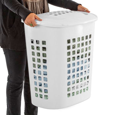 Sterilite 2.3 Bushell 81 Liter Lift Top XL Laundry Basket Hamper, White