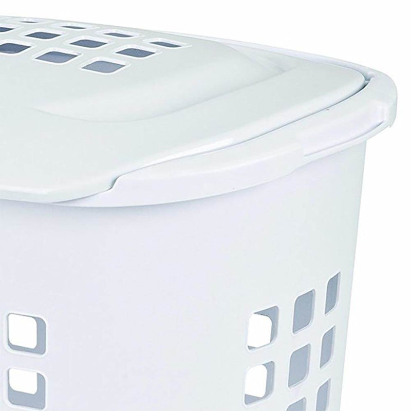 Sterilite Bushell 24 in Tall Lift Top XL Laundry Basket Hamper, White (4 Pack)