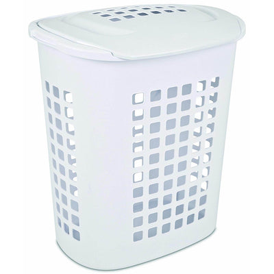 Sterilite 2.3 Bushell 81 Liter Lift Top XL Laundry Basket Hamper, White (8 Pack)