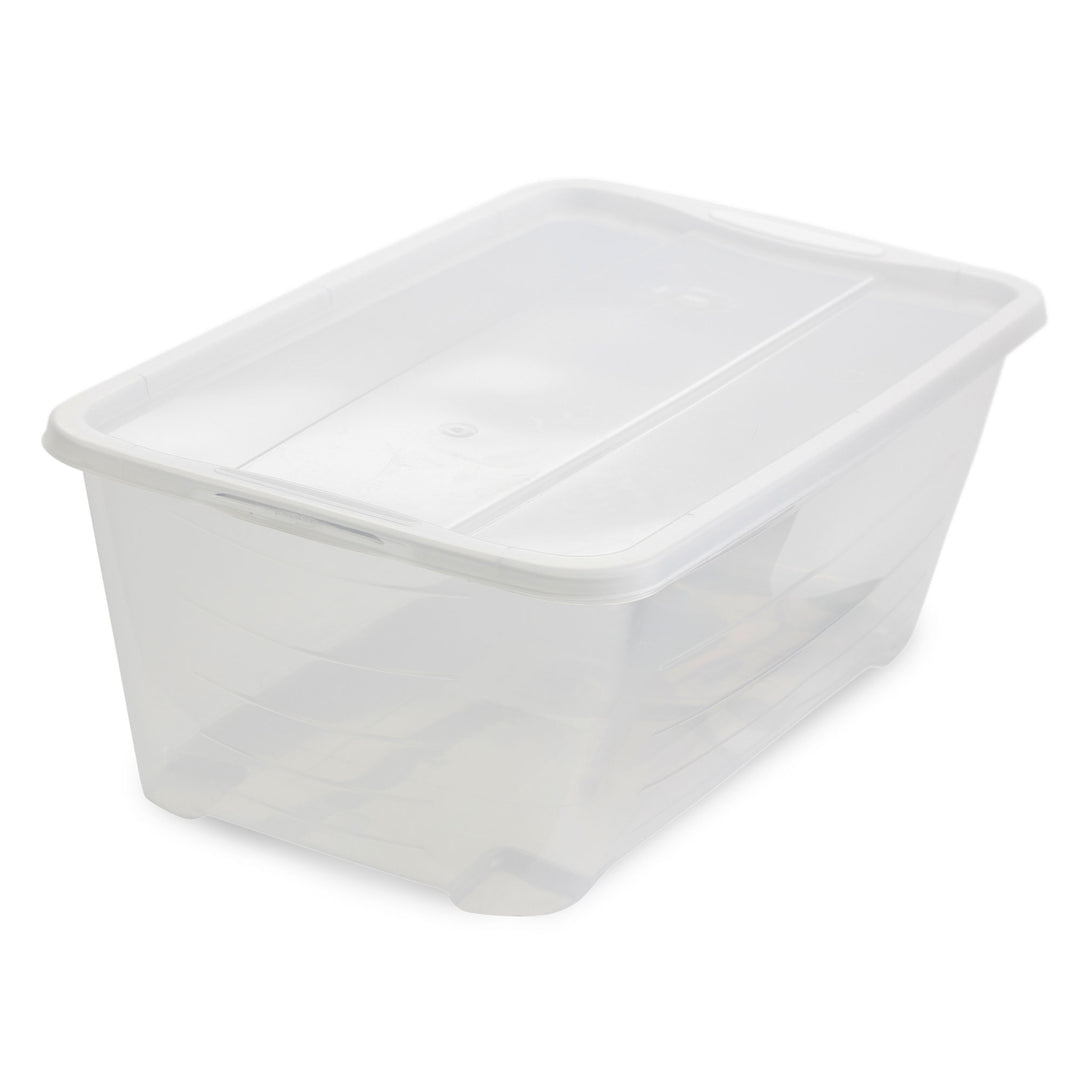Life Story 6qt Rectangular Clear Plastic Lidded Storage Shoe Box, 4 Pack (Used)