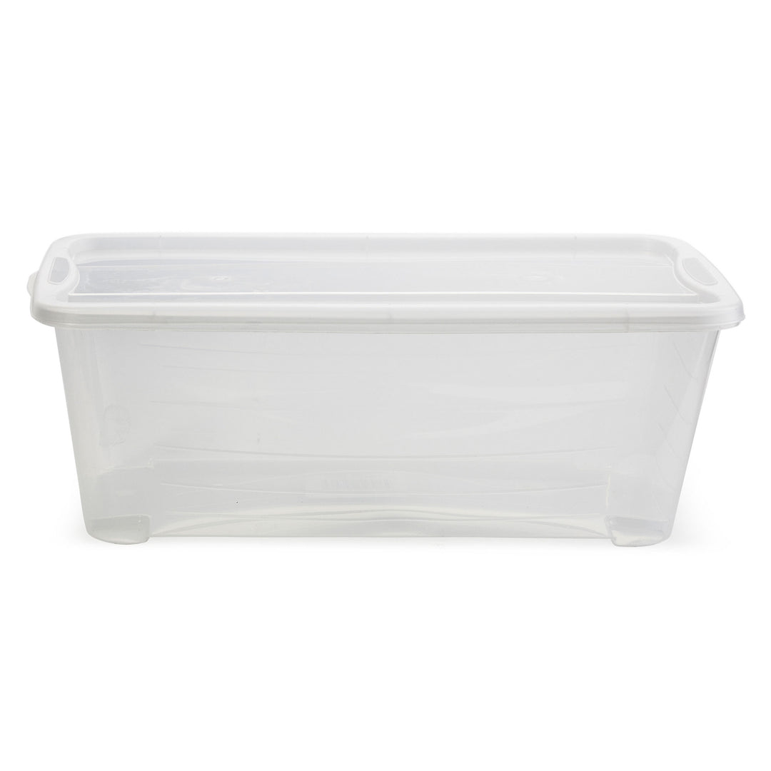 Life Story 6qt Rectangular Clear Plastic Lidded Storage Shoe Box, 4 Pack (Used)